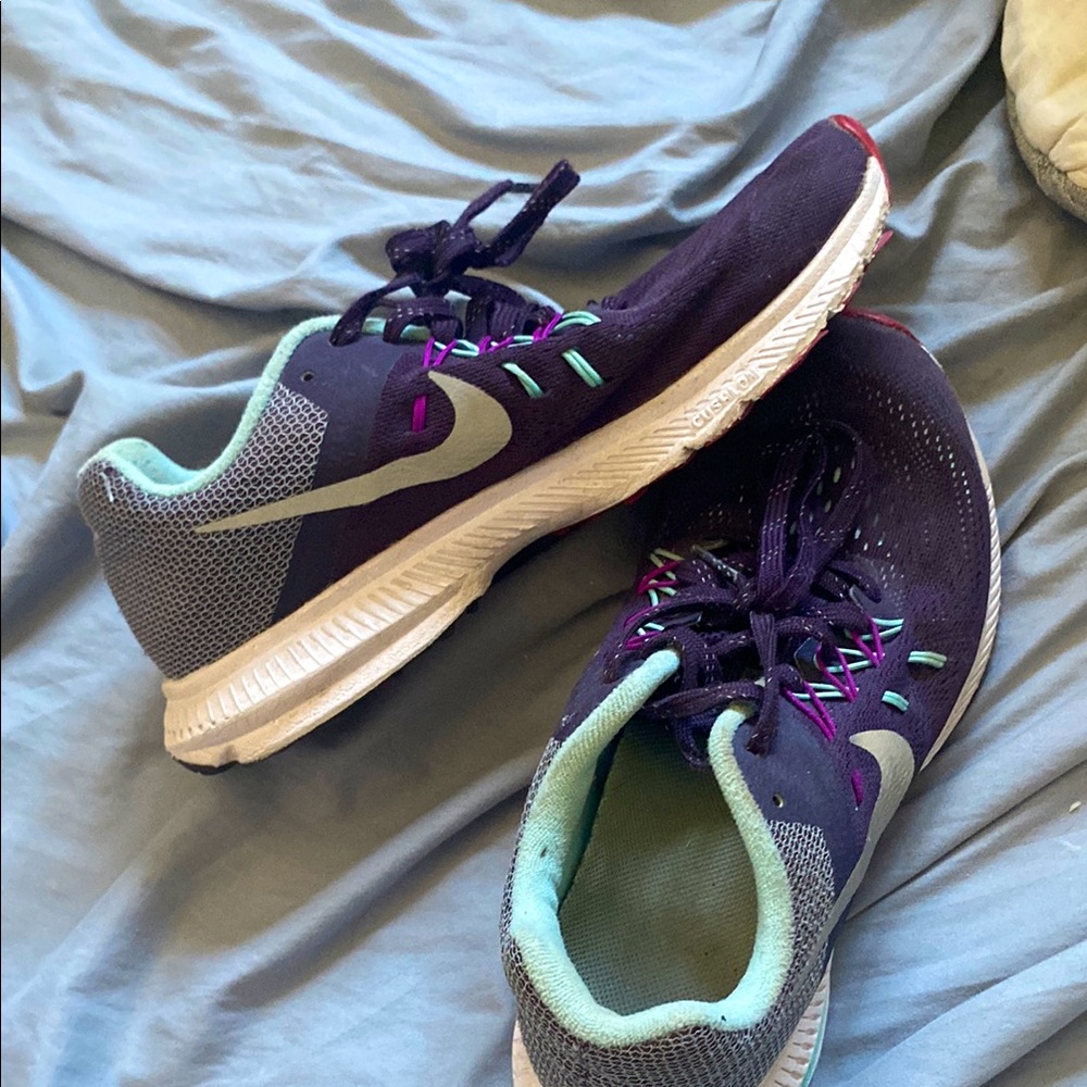 Nike Purple and Green Athletic Shoes for Performance